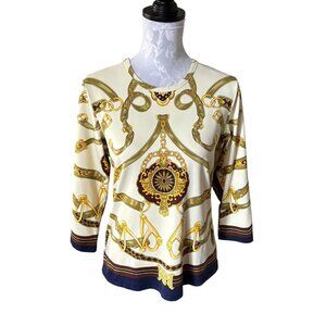 J Mclaughlin Signature Catalina Cloth Nautical Long Sleeve Top Large